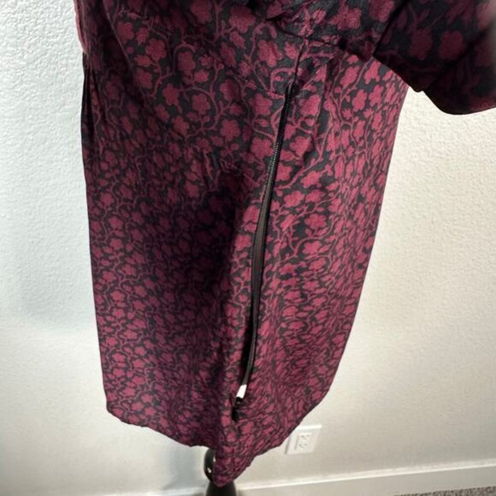 Boden Womens Annabelle Velvet Trim Split‎ Neck Blouse Top Burgundy Floral Size 8 - Picture 6 of 13